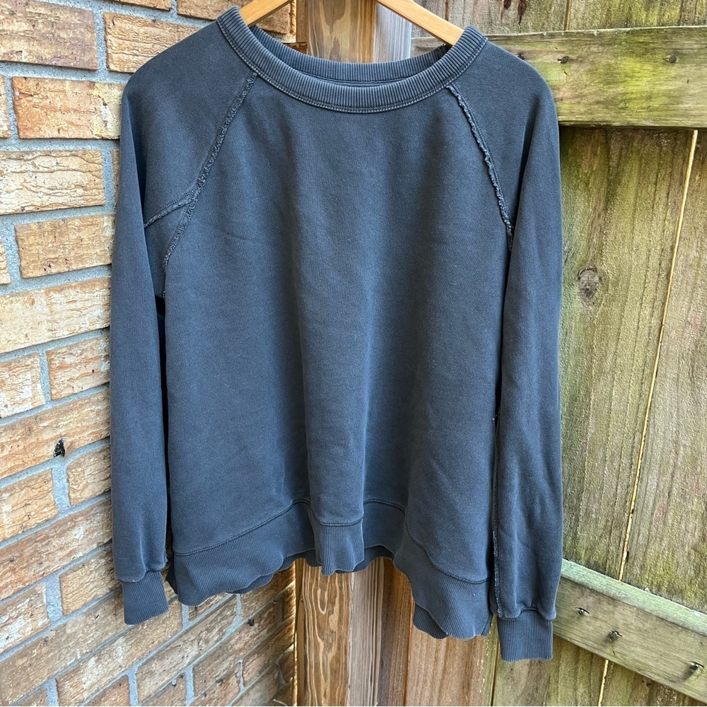 Aerie Dark Gray Distressed Oversized Sweatshirt